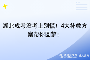 湖北成考沒(méi)考上別慌！4大補(bǔ)救方案幫你圓夢(mèng)！