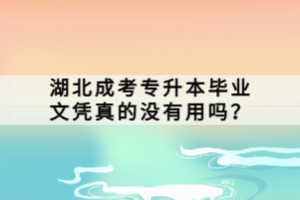 湖北成考專(zhuān)升本畢業(yè)文憑真的沒(méi)有用嗎？