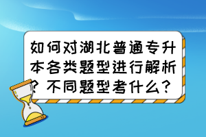 如何對湖北普通專升本各類題型進行解析？不同題型考什么？