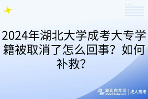 2024年湖北大學(xué)成考大專學(xué)籍被取消了怎么回事？如何補(bǔ)救？