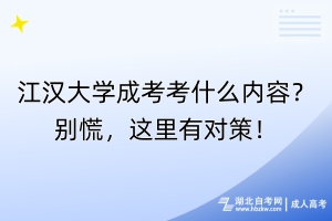 江漢大學(xué)成考考什么內(nèi)容？別慌，這里有對(duì)策！