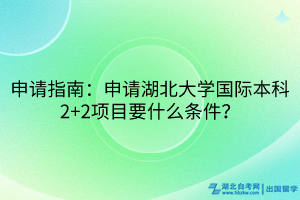申請指南：申請湖北大學國際本科2+2項目要什么條件？
