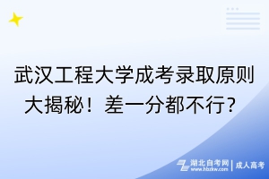 武漢工程大學成考錄取原則大揭秘！差一分都不行？