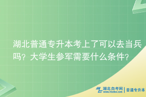 湖北普通專升本考上了可以去當(dāng)兵嗎？大學(xué)生參軍需要什么條件？