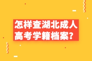 怎樣查湖北成人高考學(xué)籍檔案？