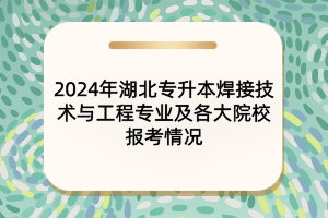 2024年湖北專升本焊接技術與工程專業(yè)及各大院校的報考情況