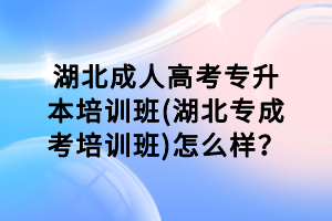 湖北成人高考專升本培訓(xùn)班(湖北專成考培訓(xùn)班)怎么樣？
