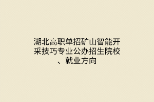 湖北高職單招礦山智能開采技巧專業(yè)公辦招生院校、就業(yè)方向