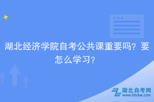湖北經(jīng)濟(jì)學(xué)院自考公共課重要嗎？要怎么學(xué)習(xí)？