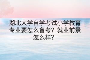 湖北大學(xué)自學(xué)考試小學(xué)教育專業(yè)要怎么備考？就業(yè)前景怎么樣？