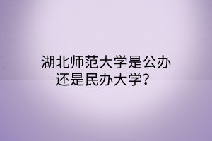 湖北師范大學(xué)是公辦還是民辦大學(xué)？