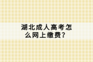 湖北成人高考怎么網(wǎng)上繳費(fèi)？