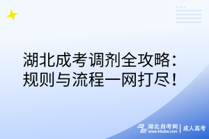 湖北成考調(diào)劑全攻略：規(guī)則與流程一網(wǎng)打盡！