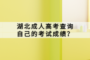 湖北成人高考查詢自己的考試成績(jī)？