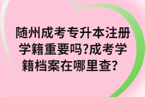 隨州成考專升本注冊(cè)學(xué)籍重要嗎?成考學(xué)籍檔案在哪里查？