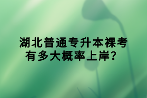 湖北普通專升本裸考有多大概率上岸？