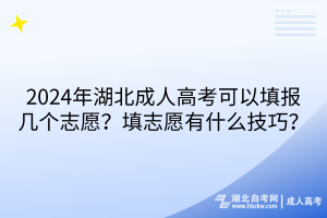 2024年湖北成人高考可以填報(bào)幾個(gè)志愿？填志愿有什么技巧？