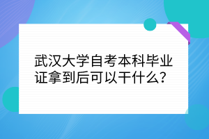 武漢大學自考本科畢業(yè)證拿到后可以干什么？