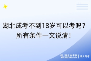 湖北成考不到18歲可以考嗎？所有條件一文說清！