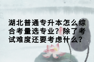 湖北普通專升本怎么綜合考量選專業(yè)？除了考試難度還要考慮什么？