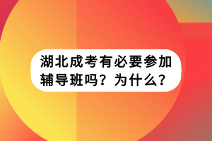 湖北成考有必要參加輔導(dǎo)班嗎？為什么？