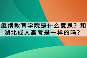 繼續(xù)教育學(xué)院是什么意思？和湖北成人高考是一樣的嗎？