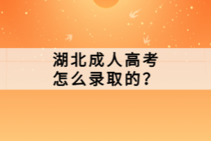 湖北成人高考怎么錄取的？