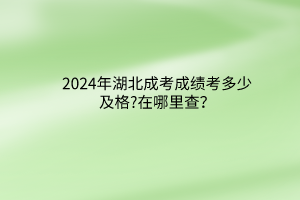 2024年湖北成考成績考多少及格?在哪里查？