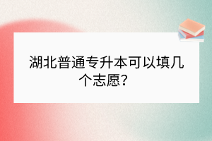 湖北普通專升本可以填幾個志愿？