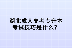 湖北成人高考專升本考試技巧是什么？