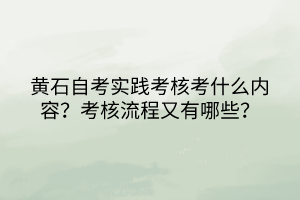 黃石自考實踐考核考什么內(nèi)容？考核流程又有哪些？