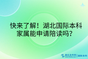 快來了解！湖北國際本科家屬能申請陪讀嗎？