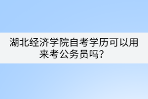 湖北經(jīng)濟學院自考學歷可以用來考公務員嗎？