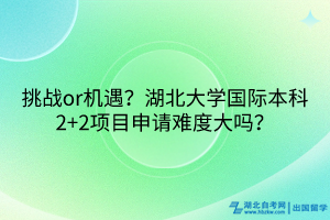 挑戰(zhàn)or機遇？湖北大學國際本科2+2項目申請難度大嗎？