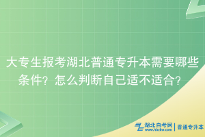 大專生報(bào)考湖北普通專升本需要哪些條件？怎么判斷自己適不適合？