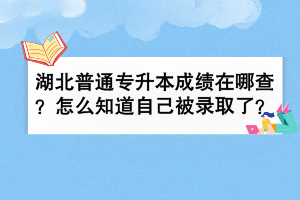 湖北普通專升本成績在哪查？怎么知道自己被錄取了？