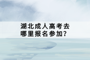 湖北成人高考去哪里報名參加？