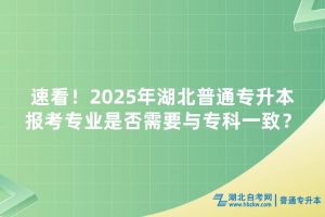速看！2025年湖北普通專升本報(bào)考專業(yè)是否需要與專科一致？