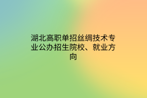 湖北高職單招絲綢技術(shù)專業(yè)公辦招生院校、就業(yè)方向