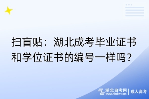 掃盲貼：湖北成考畢業(yè)證書和學(xué)位證書的編號(hào)一樣嗎？