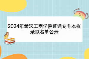 2024年武漢工商學院普通專升本擬錄取名單公示