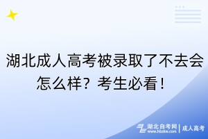 湖北成人高考被錄取了不去會怎么樣？考生必看！