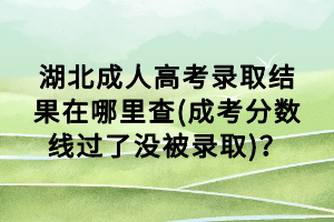 湖北成人高考錄取結(jié)果在哪里查(成考分?jǐn)?shù)線過了沒被錄取)？