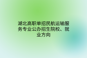 湖北高職單招民航運(yùn)輸服務(wù)專(zhuān)業(yè)公辦招生院校、就業(yè)方向