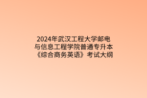 ?2024年武漢工程大學(xué)郵電與信息工程學(xué)院普通專升本《綜合商務(wù)英語》考試大綱