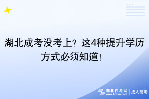 湖北成考沒(méi)考上？這4種提升學(xué)歷方式必須知道！