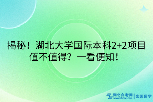 揭秘！湖北大學國際本科2+2項目值不值得？一看便知！