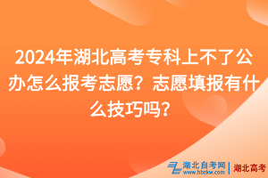 2024年湖北高考?？粕喜涣斯k怎么報(bào)考志愿？志愿填報(bào)有什么技巧嗎？