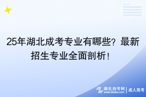 25年湖北成考專業(yè)有哪些？最新招生專業(yè)全面剖析！