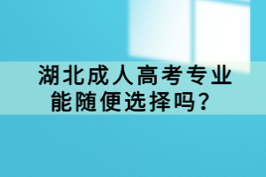 湖北成人高考專業(yè)能隨便選擇嗎？